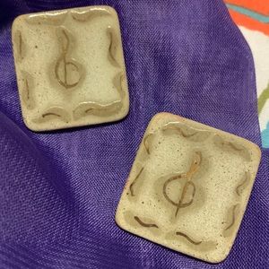 Treble Clef Pierced Earrings Music Signature